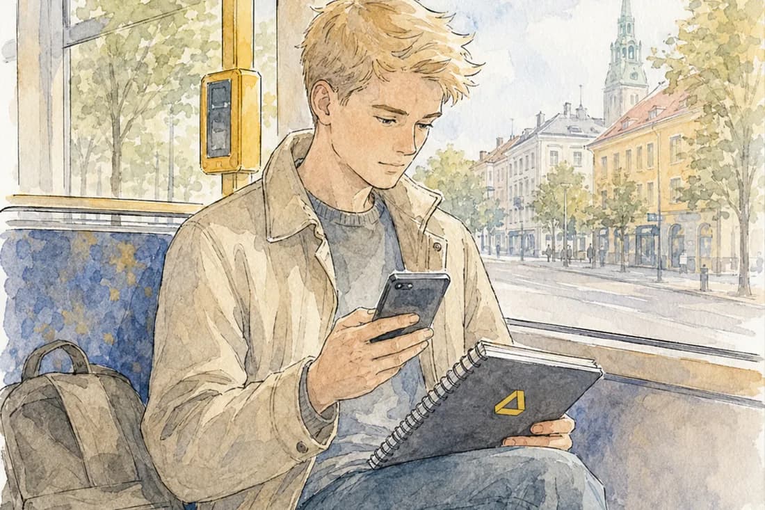 Akvarell av vekterstudenter i opplæring før vektereksamen.