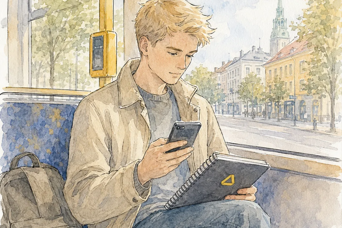 Akvarell av en instruktør som underviser en liten gruppe vekterstudenter.